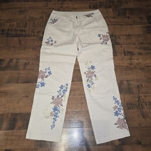 NWT Sundance Size 10 White Embroidered Pants Boho Artisan